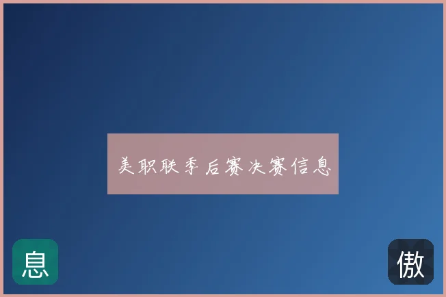 美职联季后赛决赛信息